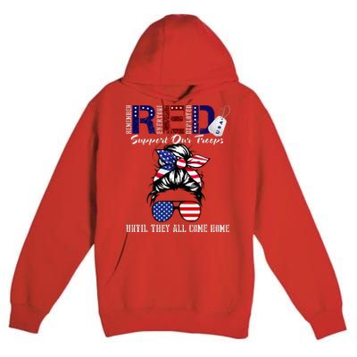 On Friday We Wear Red Military Support Troops Red US Flag Premium Pullover Hoodie