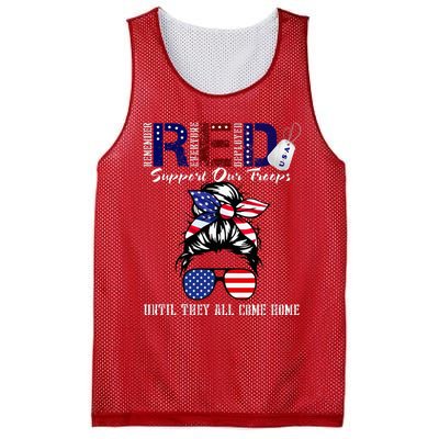 On Friday We Wear Red Military Support Troops Red US Flag Mesh Reversible Basketball Jersey Tank