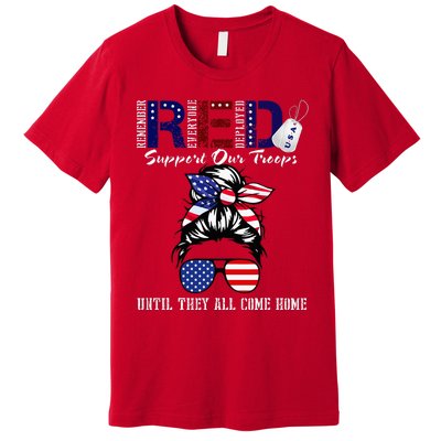 On Friday We Wear Red Military Support Troops Red US Flag Premium T-Shirt