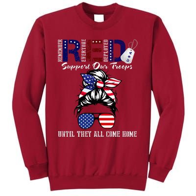 On Friday We Wear Red Military Support Troops Red US Flag Tall Sweatshirt