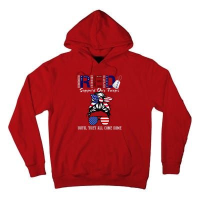 On Friday We Wear Red Military Support Troops Red US Flag Tall Hoodie