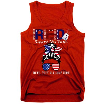 On Friday We Wear Red Military Support Troops Red US Flag Tank Top