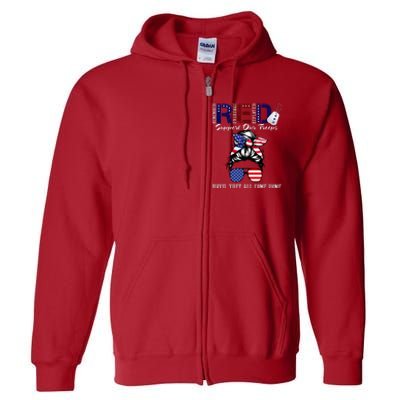 On Friday We Wear Red Military Support Troops Red US Flag Full Zip Hoodie