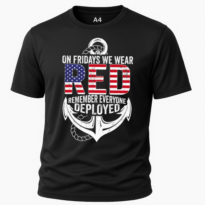 On Fridays We Wear Red Friday Navy Gift Distressed Cooling Performance Crew T-Shirt