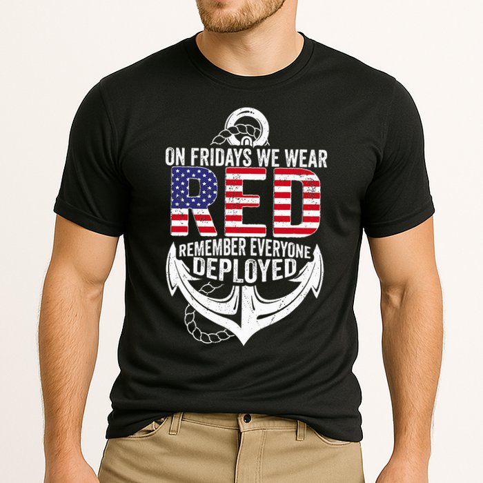 On Fridays We Wear Red Friday Navy Gift Distressed Cooling Performance Crew T-Shirt