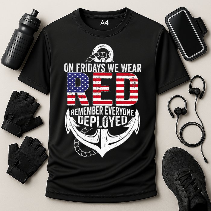 On Fridays We Wear Red Friday Navy Gift Distressed Cooling Performance Crew T-Shirt