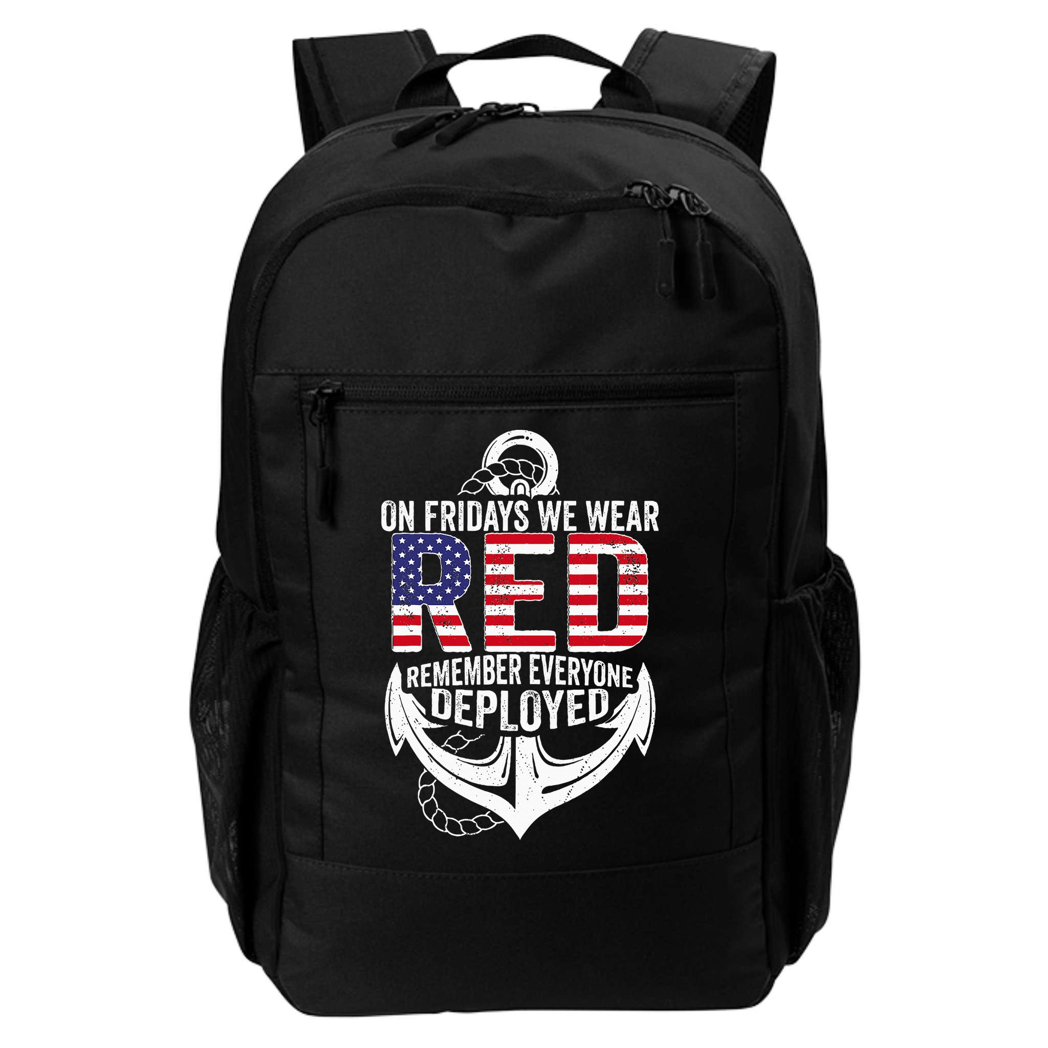 On Fridays We Wear Red Friday Navy Gift Distressed Backpack