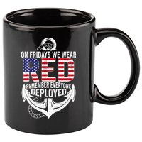 On Fridays We Wear Red Friday Navy Gift Distressed 11oz C Handle Ceramic Mug
