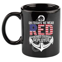 On Fridays We Wear Red Friday Navy Gift Distressed 11oz C Handle Ceramic Mug