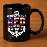 On Fridays We Wear Red Friday Navy Gift Distressed 11oz C Handle Ceramic Mug