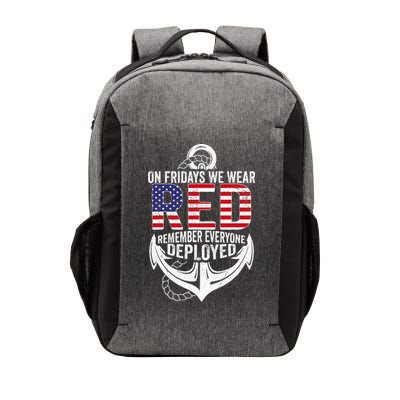 On Fridays We Wear Red Friday Navy Gift Distressed Vector Backpack