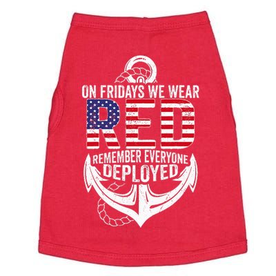 On Fridays We Wear Red Friday Navy Gift Distressed Doggie Tank