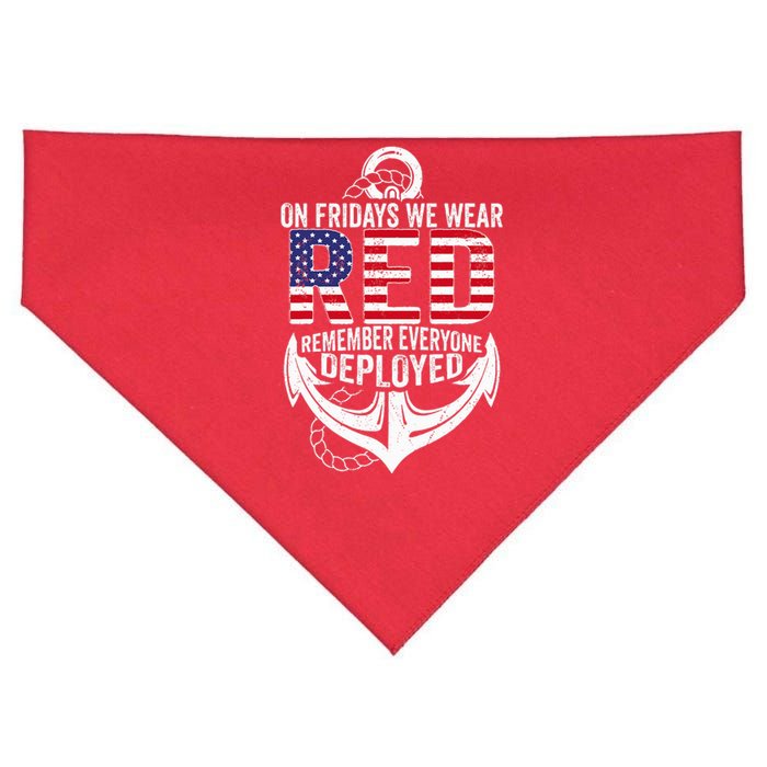 On Fridays We Wear Red Friday Navy Gift Distressed USA-Made Doggie Bandana