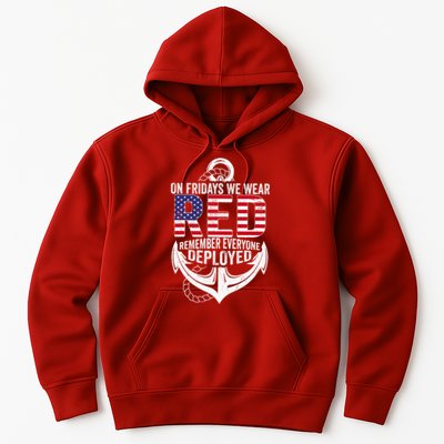 On Fridays We Wear Red Friday Navy Gift Distressed Hoodie