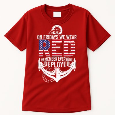 On Fridays We Wear Red Friday Navy Gift Distressed Tall T-Shirt