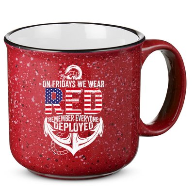 On Fridays We Wear Red Friday Navy Gift Distressed 15oz Campfire Ceramic Mug