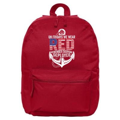 On Fridays We Wear Red Friday Navy Gift Distressed 16 in Basic Backpack