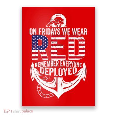 On Fridays We Wear Red Friday Navy Gift Distressed Poster