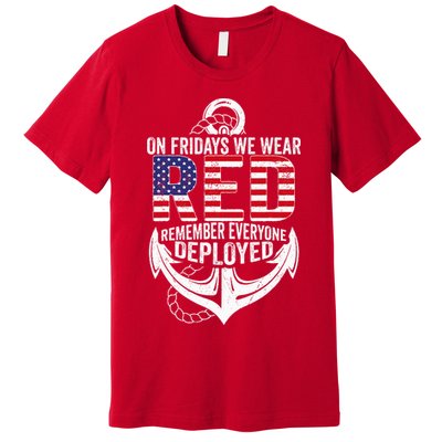 On Fridays We Wear Red Friday Navy Gift Distressed Premium T-Shirt