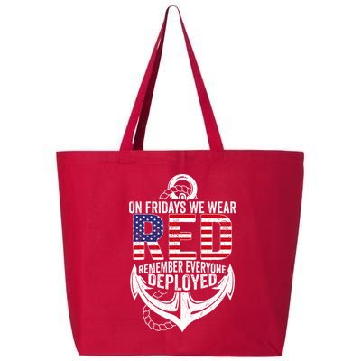 On Fridays We Wear Red Friday Navy Gift Distressed 25L Jumbo Tote
