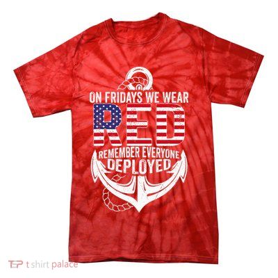 On Fridays We Wear Red Friday Navy Gift Distressed Tie-Dye T-Shirt