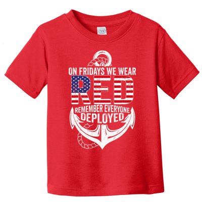 On Fridays We Wear Red Friday Navy Gift Distressed Toddler T-Shirt