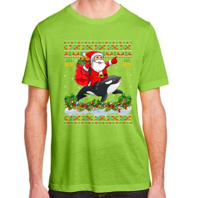 Orca Fish Xmas Pajama Ugly Santa Riding Orca Christmas Gift Adult ChromaSoft Performance T-Shirt