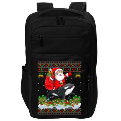 Orca Fish Xmas Pajama Ugly Santa Riding Orca Christmas Gift Impact Tech Backpack