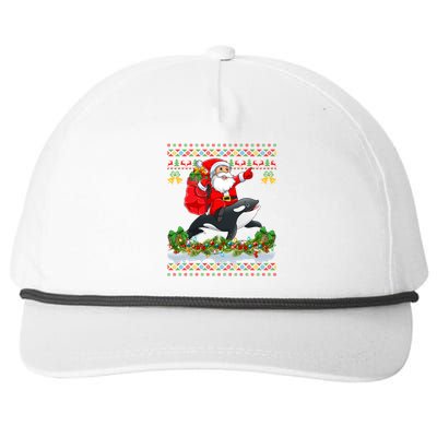 Orca Fish Xmas Pajama Ugly Santa Riding Orca Christmas Gift Snapback Five-Panel Rope Hat