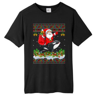 Orca Fish Xmas Pajama Ugly Santa Riding Orca Christmas Gift Tall Fusion ChromaSoft Performance T-Shirt