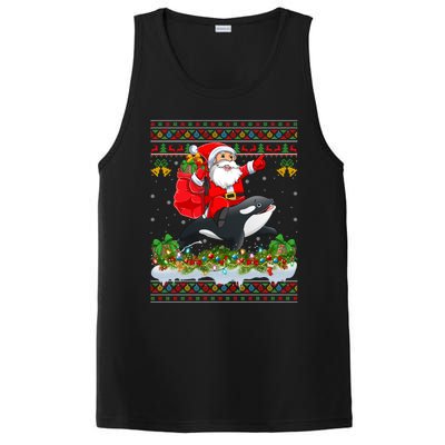 Orca Fish Xmas Pajama Ugly Santa Riding Orca Christmas Gift PosiCharge Competitor Tank