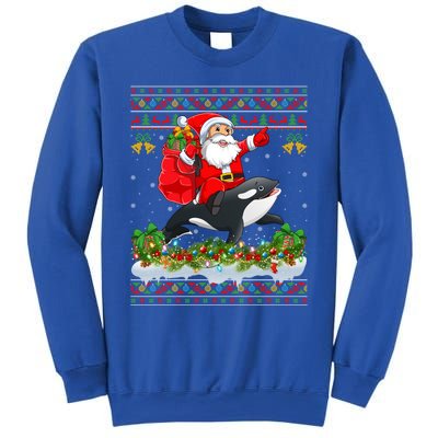 Orca Fish Xmas Pajama Ugly Santa Riding Orca Christmas Gift Sweatshirt