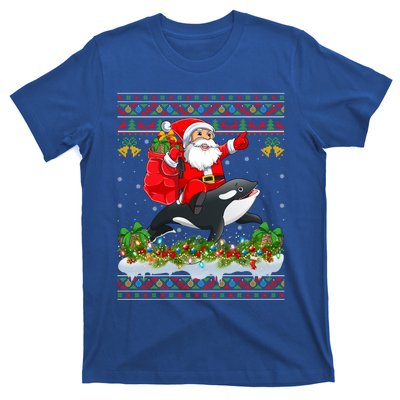 Orca Fish Xmas Pajama Ugly Santa Riding Orca Christmas Gift T-Shirt