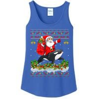 Orca Fish Xmas Pajama Ugly Santa Riding Orca Christmas Gift Ladies Essential Tank