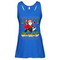 Orca Fish Xmas Pajama Ugly Santa Riding Orca Christmas Gift Ladies Essential Flowy Tank