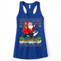 Orca Fish Xmas Pajama Ugly Santa Riding Orca Christmas Gift Womens Tank Top