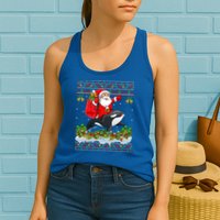Orca Fish Xmas Pajama Ugly Santa Riding Orca Christmas Gift Womens Tank Top