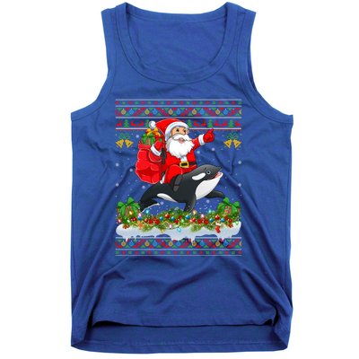 Orca Fish Xmas Pajama Ugly Santa Riding Orca Christmas Gift Tank Top