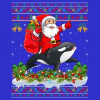 Orca Fish Xmas Pajama Ugly Santa Riding Orca Christmas Gift Toddler T-Shirt