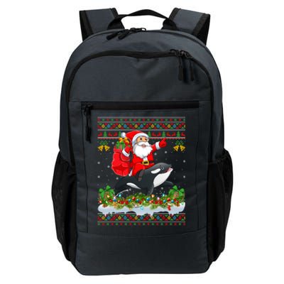 Orca Fish Xmas Pajama Ugly Santa Riding Orca Christmas Gift Daily Commute Backpack