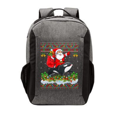 Orca Fish Xmas Pajama Ugly Santa Riding Orca Christmas Gift Vector Backpack