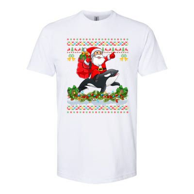 Orca Fish Xmas Pajama Ugly Santa Riding Orca Christmas Gift Softstyle CVC T-Shirt