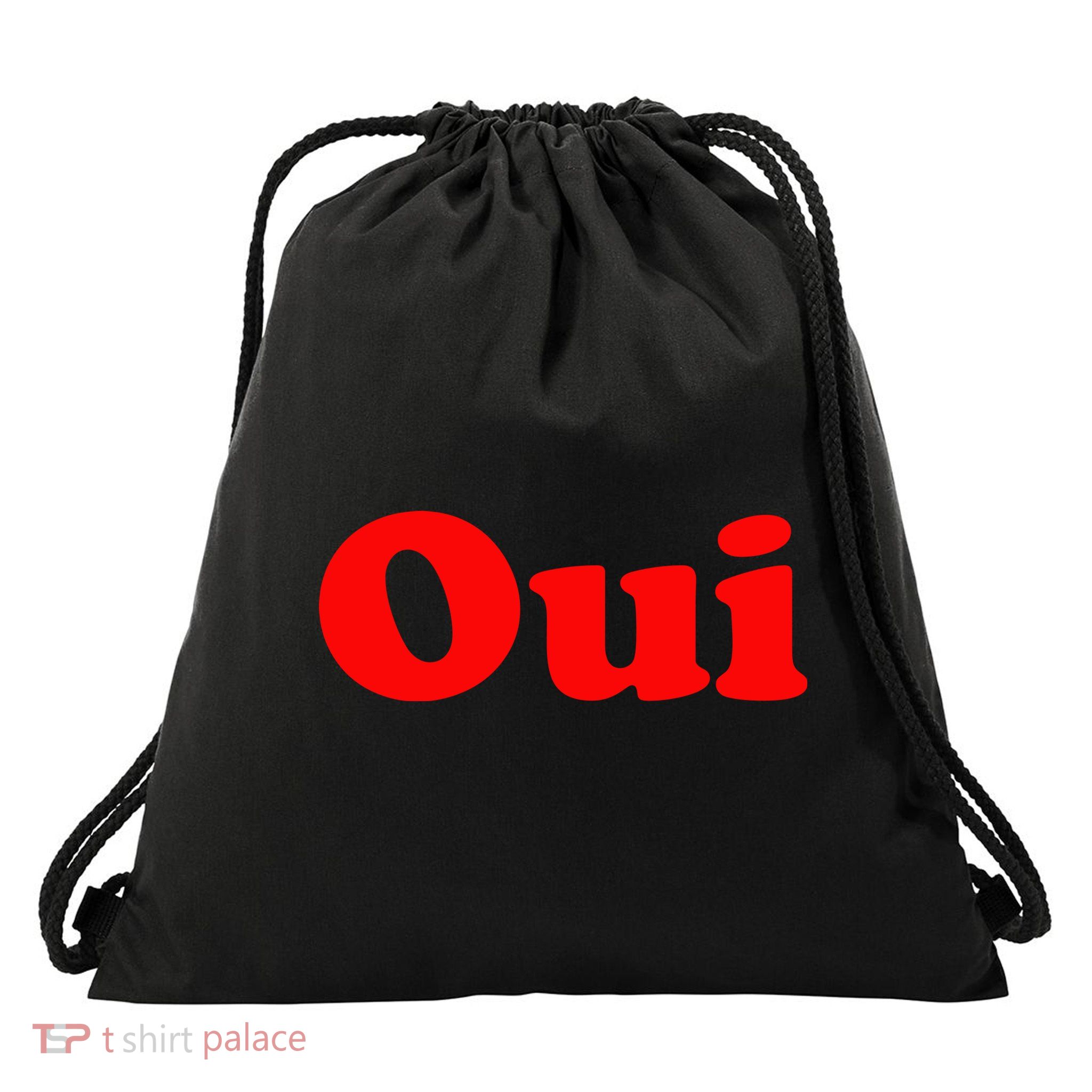 Oui French Yes Red Retro 90s Drawstring Bag