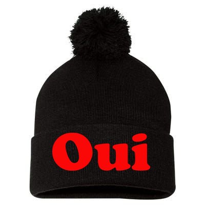 Oui French Yes Red Retro 90s Pom Pom 12in Knit Beanie
