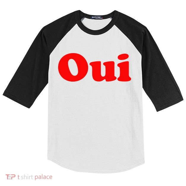 Oui French Yes Red Retro 90s Kids Colorblock Raglan Jersey