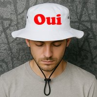 Oui French Yes Red Retro 90s Bucket Hat