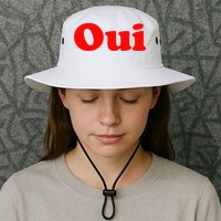 Oui French Yes Red Retro 90s Bucket Hat