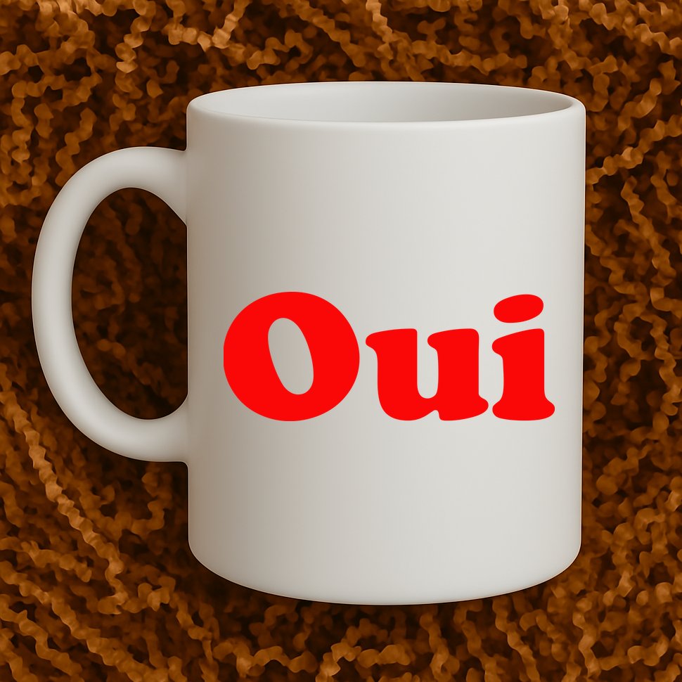 Oui French Yes Red Retro 90s Mug