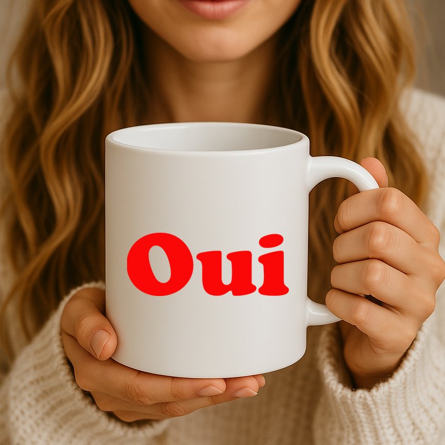Oui French Yes Red Retro 90s Mug