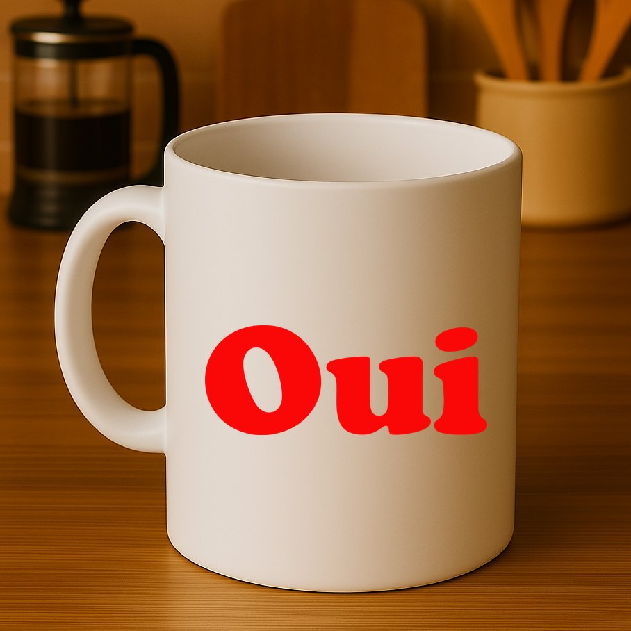 Oui French Yes Red Retro 90s Mug
